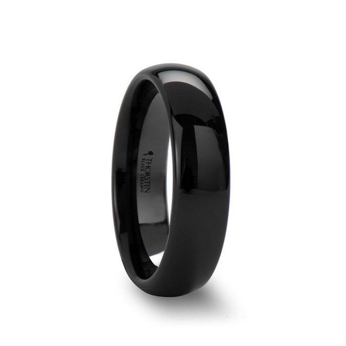LANDON Domed Polish Finished Black Ceramic Ring - 2mm - 12mm