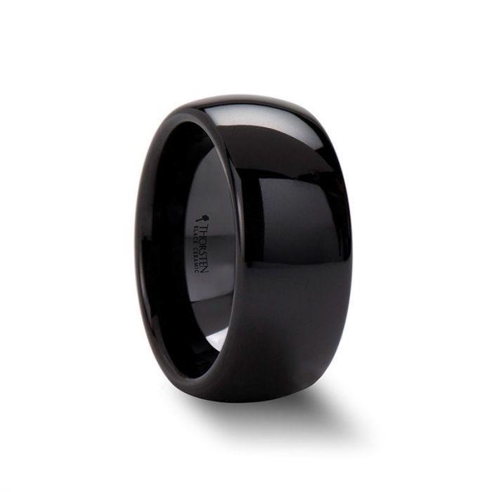 LANDON Domed Polish Finished Black Ceramic Ring - 2mm - 12mm