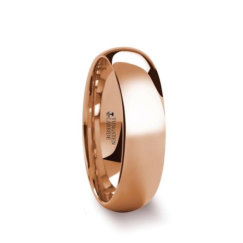 SOL Traditional Domed Rose Gold Plated Tungsten Carbide Wedding Ring - 4mm - 8mm