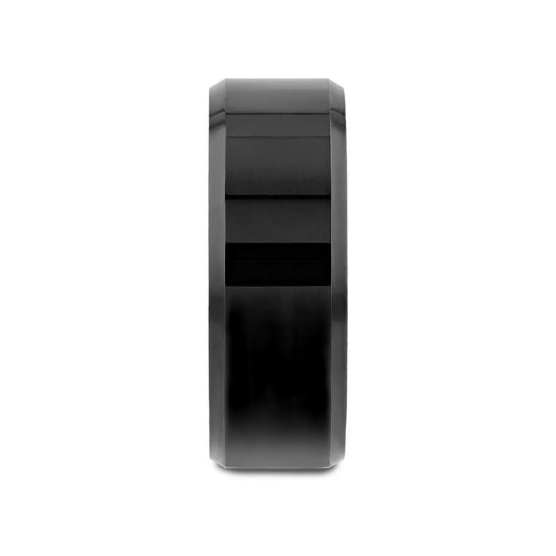 INFINITY Black Tungsten Ring with Beveled Edges - 4mm - 12mm