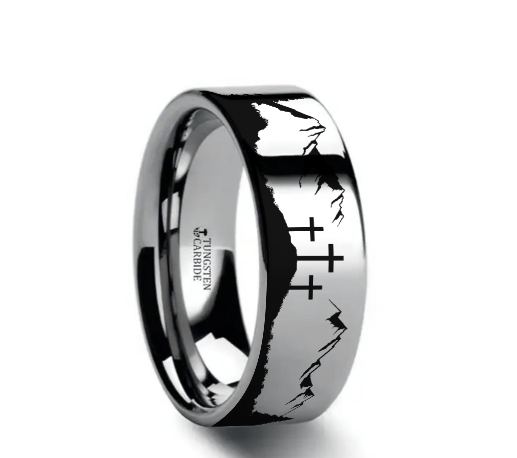 MOUNTAIN MAJESTY Laser Engraved Tungsten Carbide Ring