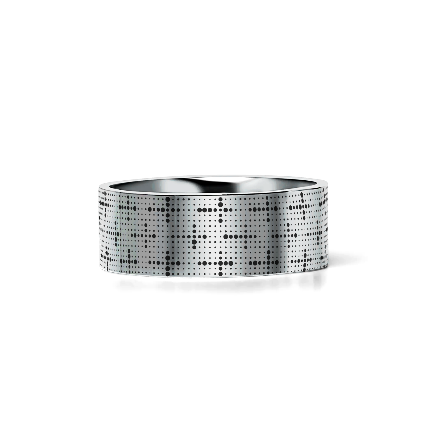 DOTTED CROSSES on Flat Tungsten Carbide Ring