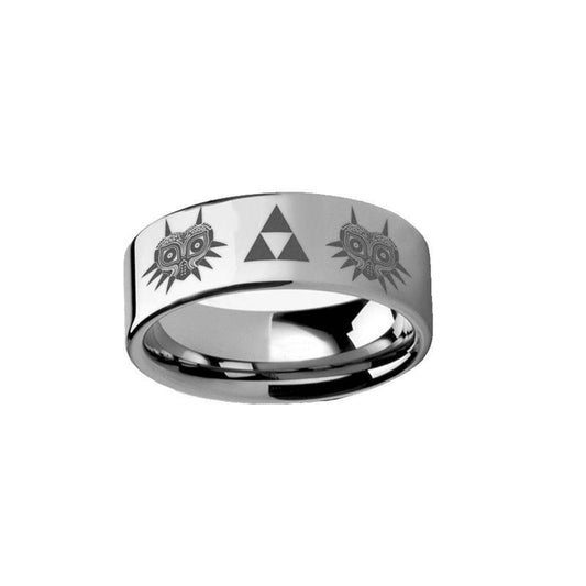 Legend of Zelda Majora Mask Triforce Tungsten Carbide Engraved Ring - 2mm - 12mm