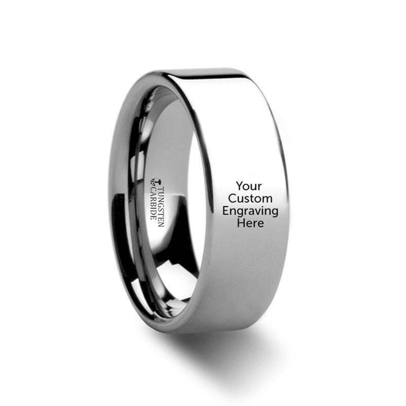 Custom Image Engraving Polished Tungsten Engraved Ring Jewelry - 2mm - 12mm