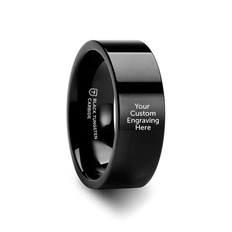 Custom Image Engraving Polished Black Tungsten Engraved Ring Jewelry - 2mm - 12mm