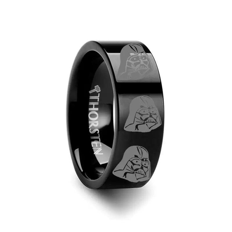 Darth Vader Star Wars Black Tungsten Engraved Ring - 2mm - 12mm