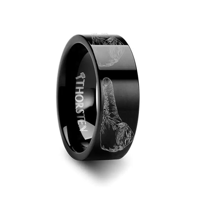 Jabba the Hutt Star Wars Black Tungsten Engraved Ring - 2mm - 12mm