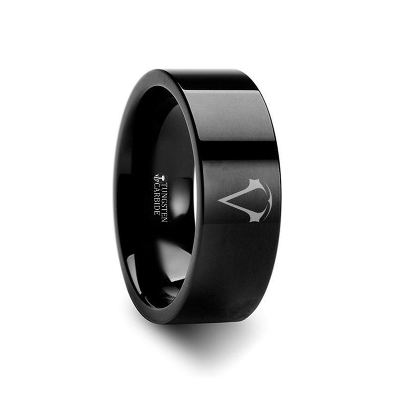 Assassins Creed Super Hero Black Tungsten Engraved Ring Jewelry - 2mm - 12mm