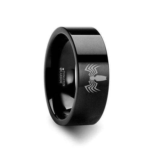 Venom Spider Symbol Super Hero Black Tungsten Engraved Ring Jewelry - 2mm - 12mm