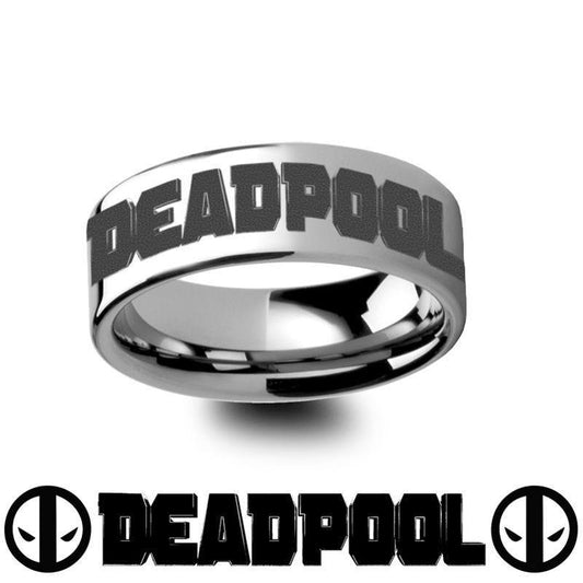 Deadpool Title Mercenary Super Hero Movie Tungsten Engraved Ring Jewelry - 4mm - 12mm