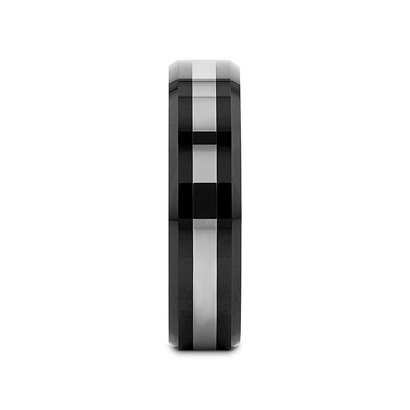 ASTADI Polished Black Beveled Ceramic with Tungsten Inlay - 6mm & 8mm (Limited Stock)