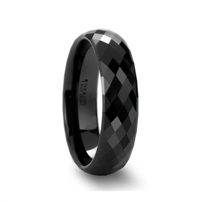 DRACO 288 Diamond Faceted Black Ceramic Ring - 2mm - 8mm