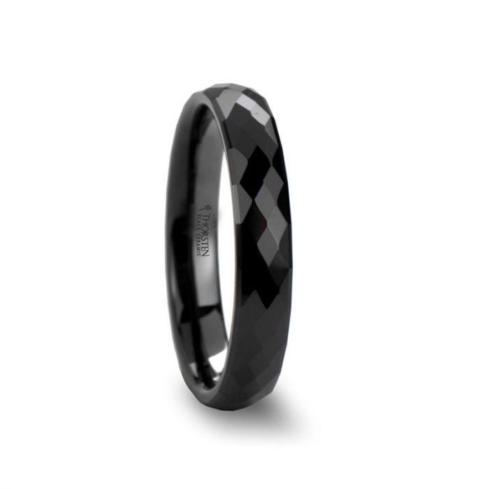 DRACO 288 Diamond Faceted Black Ceramic Ring - 2mm - 8mm