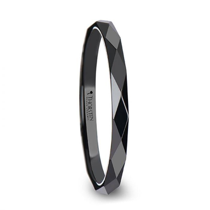 DRACO 288 Diamond Faceted Black Ceramic Ring - 2mm - 8mm