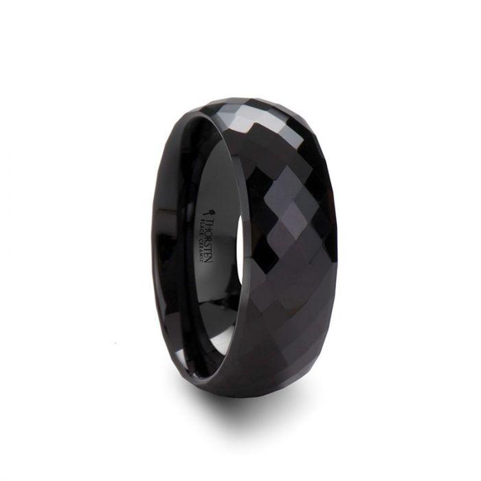 DRACO 288 Diamond Faceted Black Ceramic Ring - 2mm - 8mm