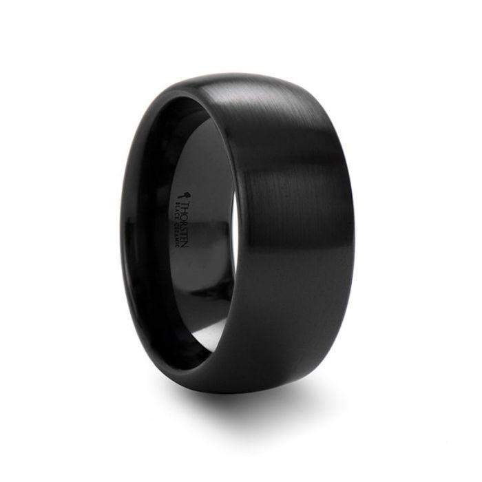 ATTOR Domed Brush Finished Black Ceramic Wedding Band - 2mm - 12mm