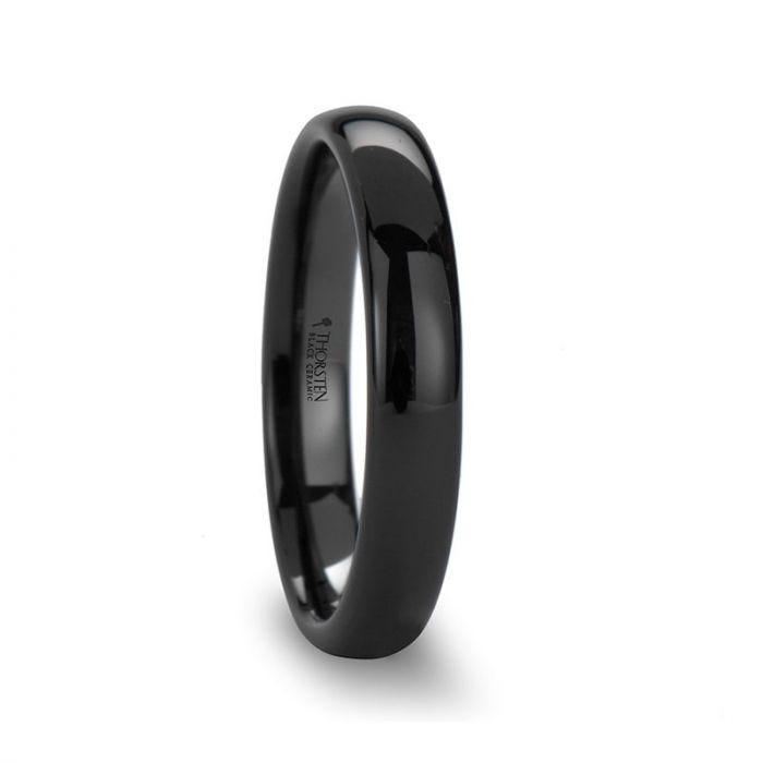 LANDON Domed Polish Finished Black Ceramic Ring - 2mm - 12mm