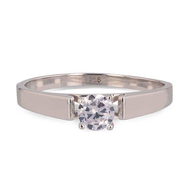 Solitaire Engagement Band with Cubic Zirconium Stone - 2mm