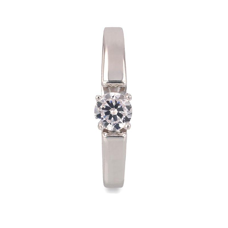 Solitaire Engagement Band with Cubic Zirconium Stone - 2mm