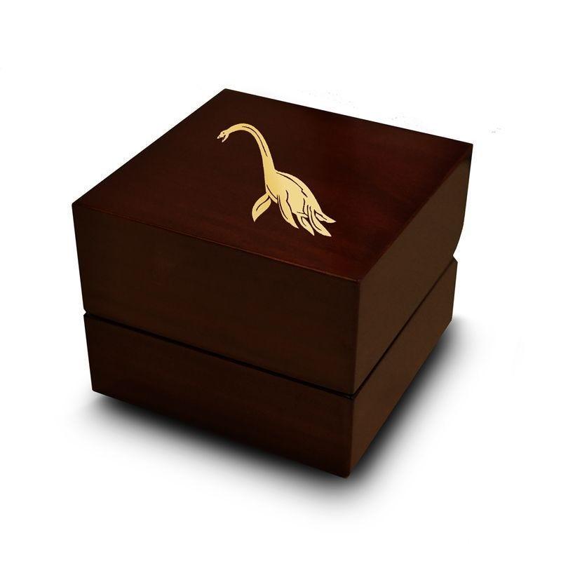 Plesiosaurus Dinosaur Engraved Wood Ring Box Chocolate Dark Wood Personalized Wooden Wedding Ring Box