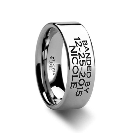 Duck Band Style Custom Engraved Ring Flat Polished- 4mm - 12mm