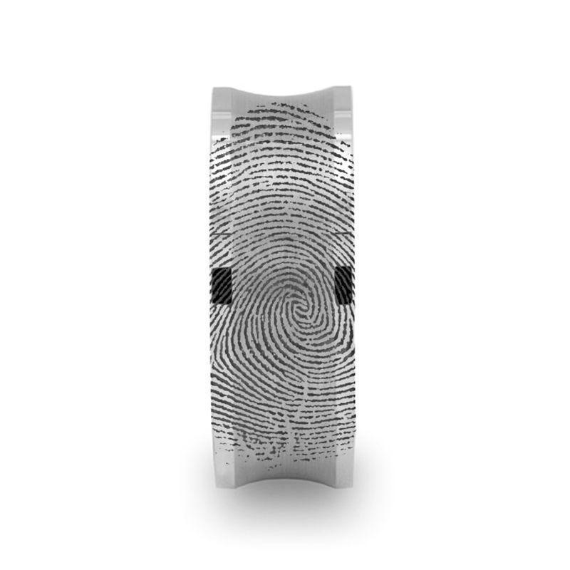 Fingerprint Ring Engraved Concave Tungsten Ring Brushed Center - Trevico - 8mm