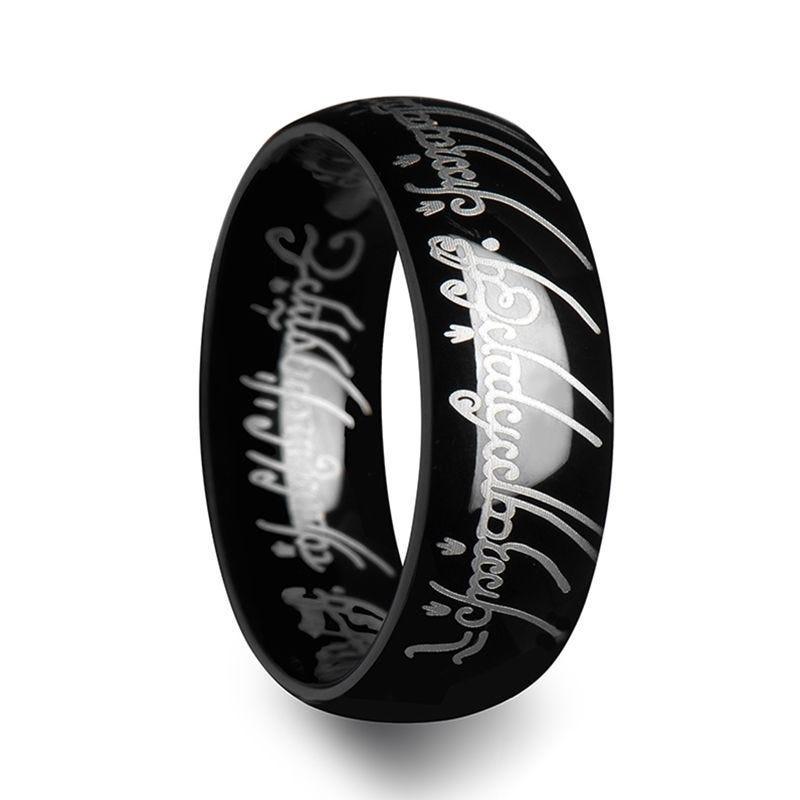 LOTR Lord of the Rings Black Tungsten Ring The One Engraved Sauron's Band - 4mm - 12mm