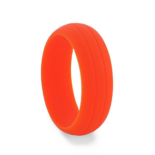 FIRE Dual Groove Silicone Ring for Men and Women Orange Comfort Fit Hypoallergenic Thorsten - 8mm