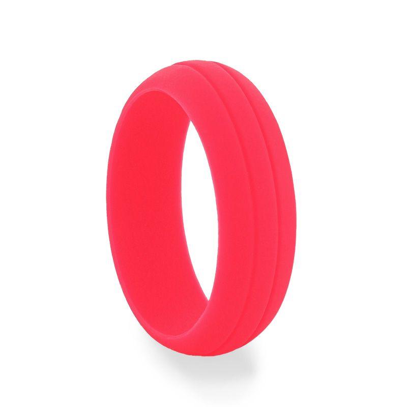 ROSE Dual Groove Silicone Ring for Men and Women Pink Comfort Fit Hypoallergenic Thorsten - 8mm