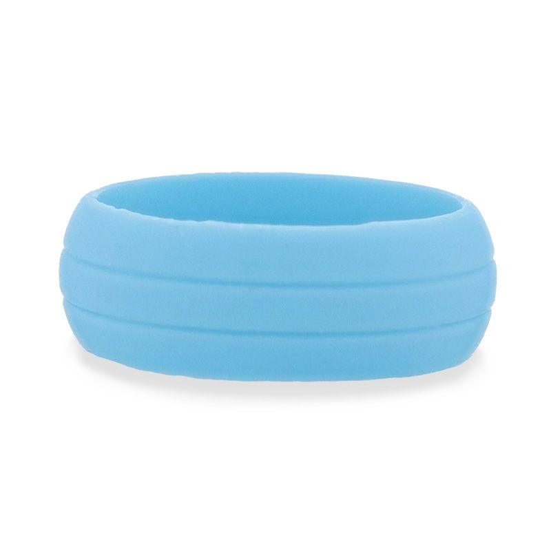 FIJI Dual Groove Silicone Ring for Men and Women Light blue Comfort Fit Hypoallergenic Thorsten - 8mm