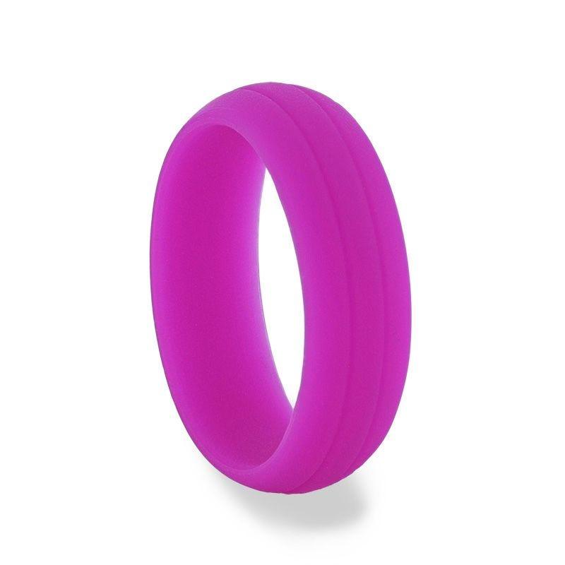 AMARIS Dual Groove Silicone Ring for Men and Women Purple Comfort Fit Hypoallergenic Thorsten - 8mm