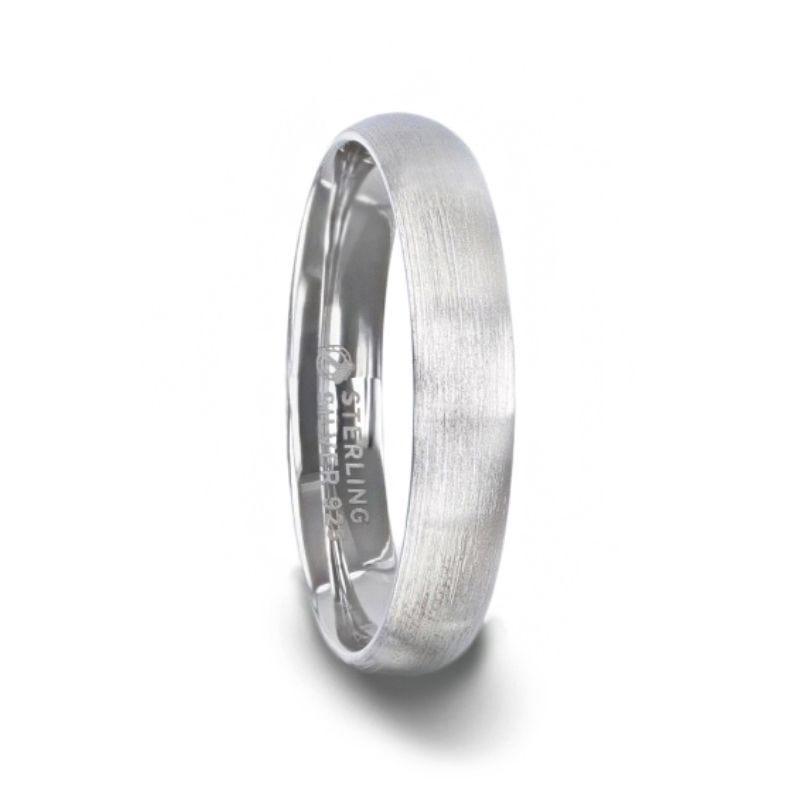 EMPRESA Silver Brushed Finish Domed Women's Wedding Band - 4mm