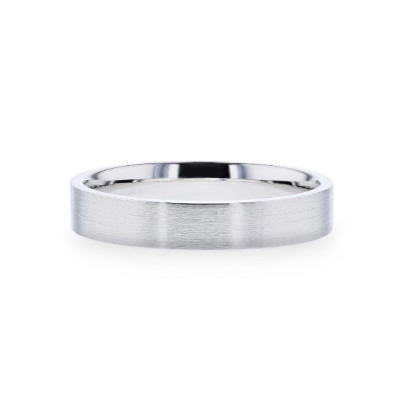 ARISTA Silver Brushed Finish Flat Style Women's Wedding Band - 4mm