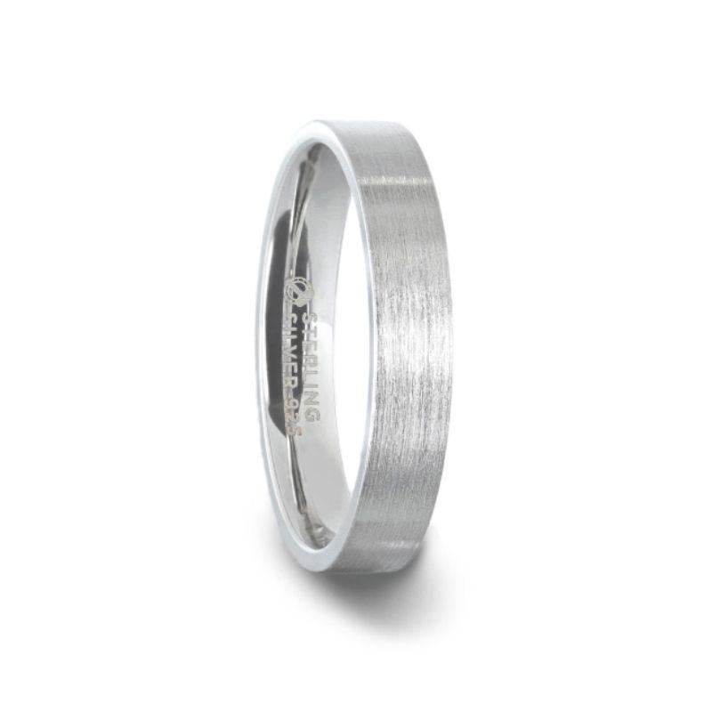 ARISTOCRAT Silver Brushed Finish Flat Style Wedding Band - 4mm & 8mm