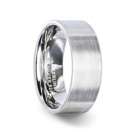 ARISTOCRAT Silver Brushed Finish Flat Style Wedding Band - 4mm & 8mm