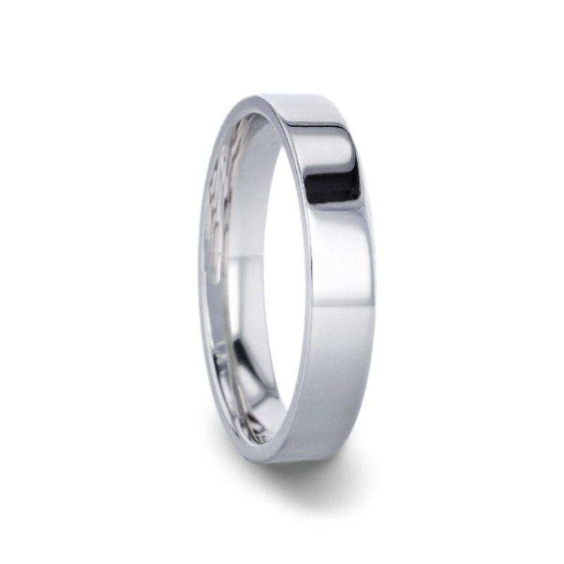 ARGENTA Silver Polished Finish Flat Style Women's Wedding Band - 4mm