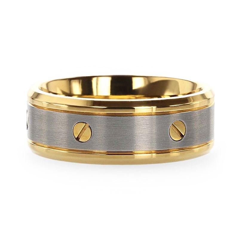 BOUNDLESS Gold-Plated Titanium Flat Brushed Center With Rotating Screw Design And Beveled Polished Edges - 8mm