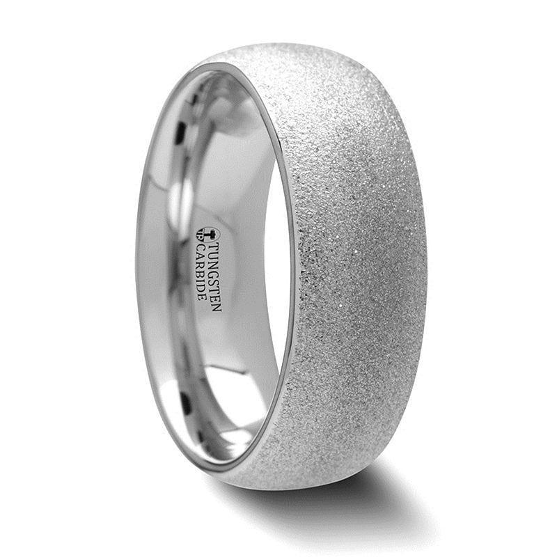 QUARTZ Domed Tungsten Carbide Ring with Sandblasted Crystalline Finish - 4mm