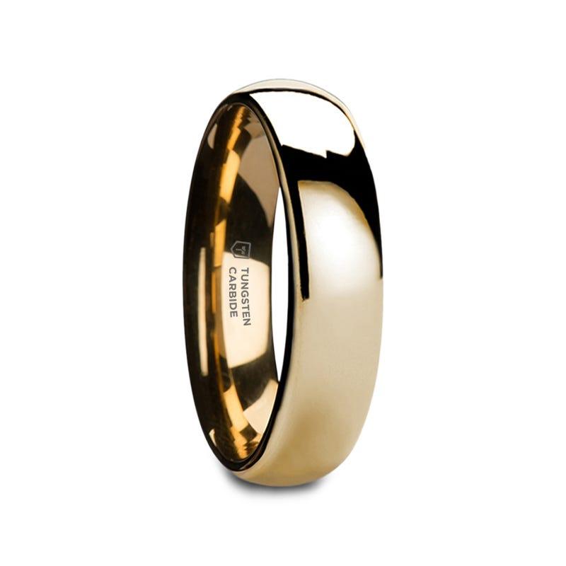 ORO Traditional Domed Gold-Plated Tungsten Carbide Wedding Ring - 4mm - 10mm