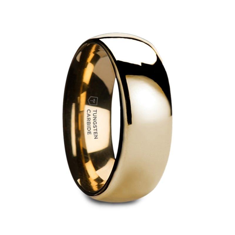 ORO Traditional Domed Gold-Plated Tungsten Carbide Wedding Ring - 4mm - 10mm