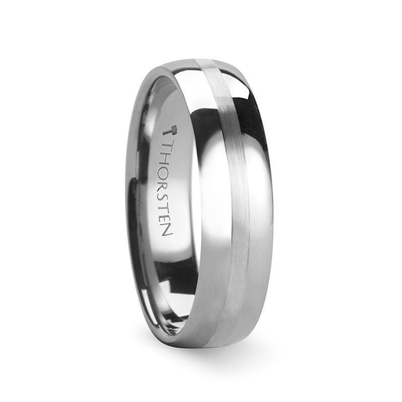 BELLATOR Domed with Brushed Stripe Tungsten Wedding Ring - 4mm - 12mm