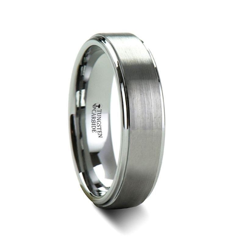 OPTIMUS Raised Center with Brush Finish Tungsten Ring - 4mm