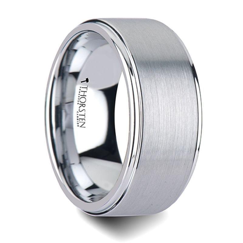 OPTIMUS Raised Center with Brush Finish Tungsten Ring - 4mm - 12mm