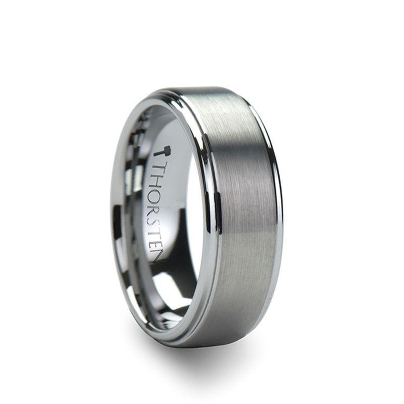 OPTIMUS Raised Center with Brush Finish Tungsten Ring - 4mm