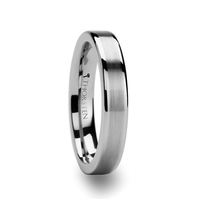 MILANA Women Tungsten Ring Flat Brushed Center Finish - 4mm - 6mm