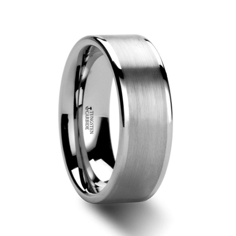 MILANA Women Tungsten Ring Flat Brushed Center Finish - 4mm - 6mm