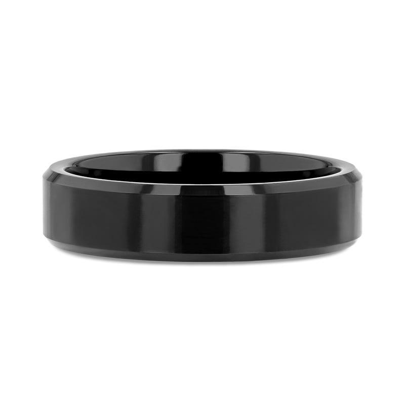 VIENNA Beveled Black Tungsten Band - 4mm - 6mm