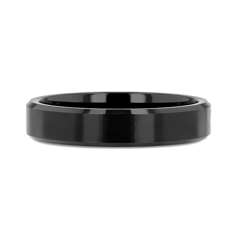 INFINITY Black Tungsten Ring with Beveled Edges - 4mm - 12mm