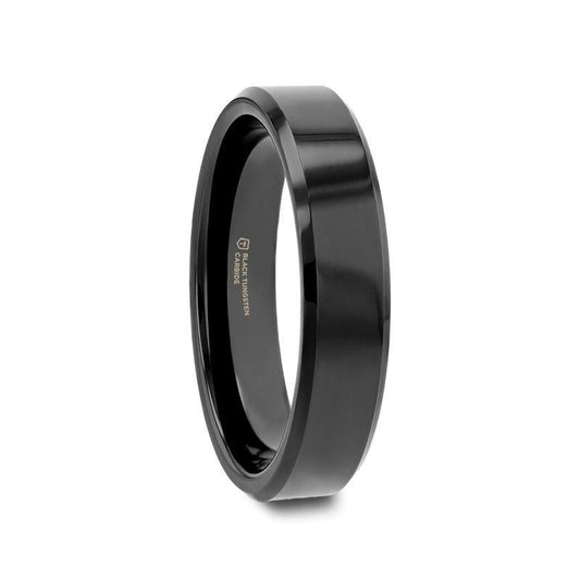 VIENNA Beveled Black Tungsten Band - 4mm - 6mm