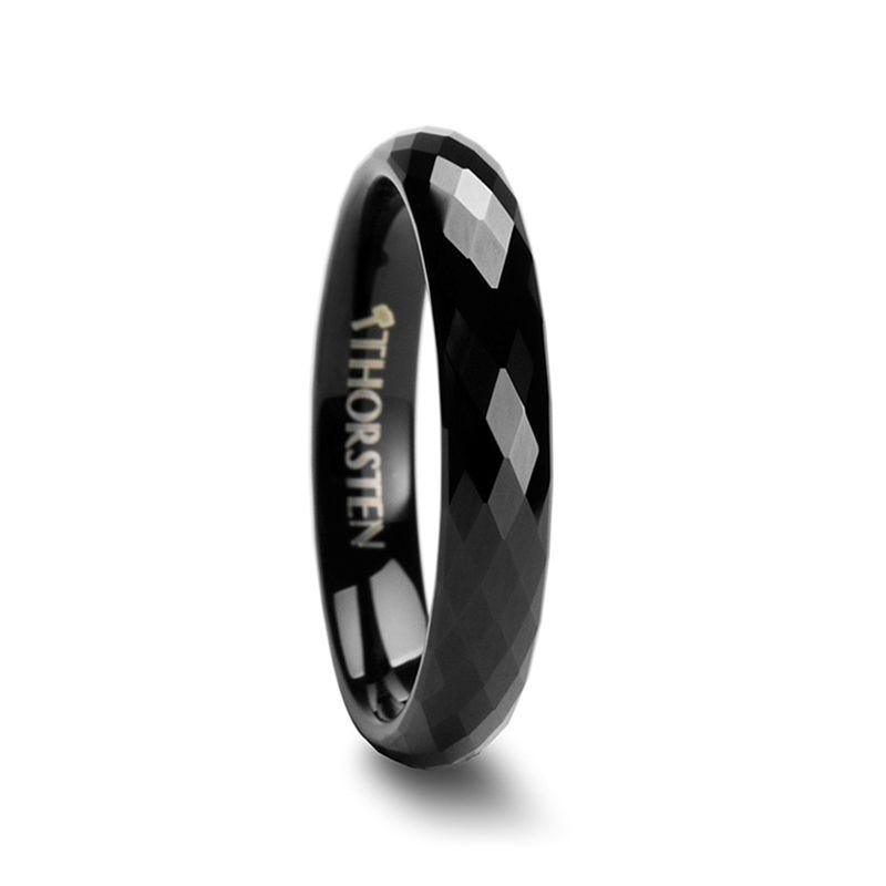 AEON Black Tungsten Wedding Band with 288 Diamond Facets - 2mm - 8mm